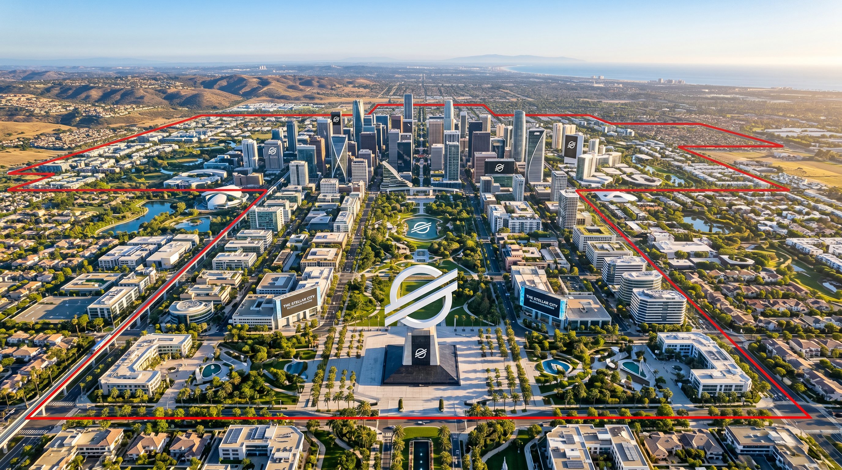Aerial visualization of The Stellar City master plan